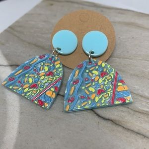 Acrylic hand painted earrings Retro and colorful!